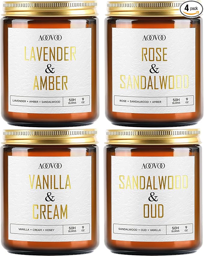AOOVOO Vanilla/Lavender/Sandalwood/Rose Candles - 36 oz Scented Candles by AOOVOO