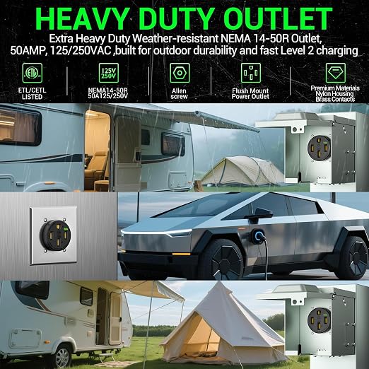 50 Amp EV Charging Receptacle/Nema 14-50 EV Outlet: Heavy Duty Straight Blade - Image 7