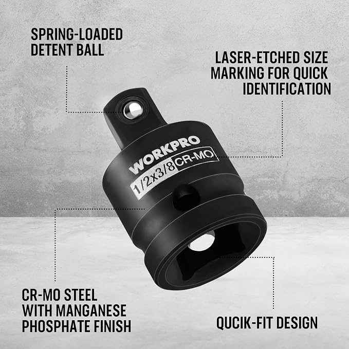 WORKPRO 7-Piece Impact Socket Adapter & Extension Set, CR-MO Steel | Includes - Image 5