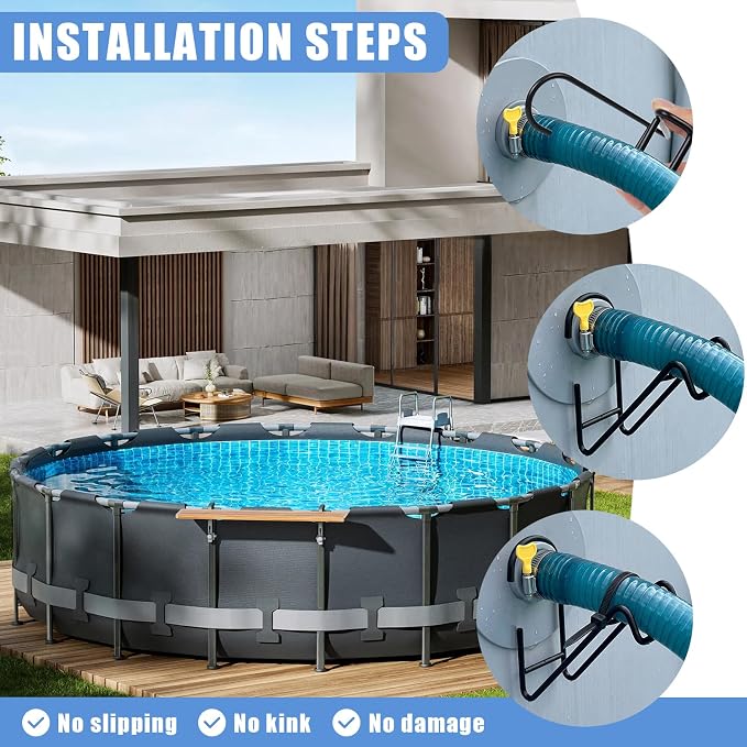 2 Pack Above Ground Pool Pipe Holder, Metal Pool Hose Support Bracket to - Image 5