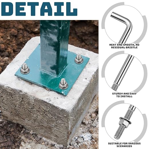 Yaocom 10 Pcs Anchors Bolts 3/8-16 x 6 Inches 304 Stainless Steel Concrete J - Image 3