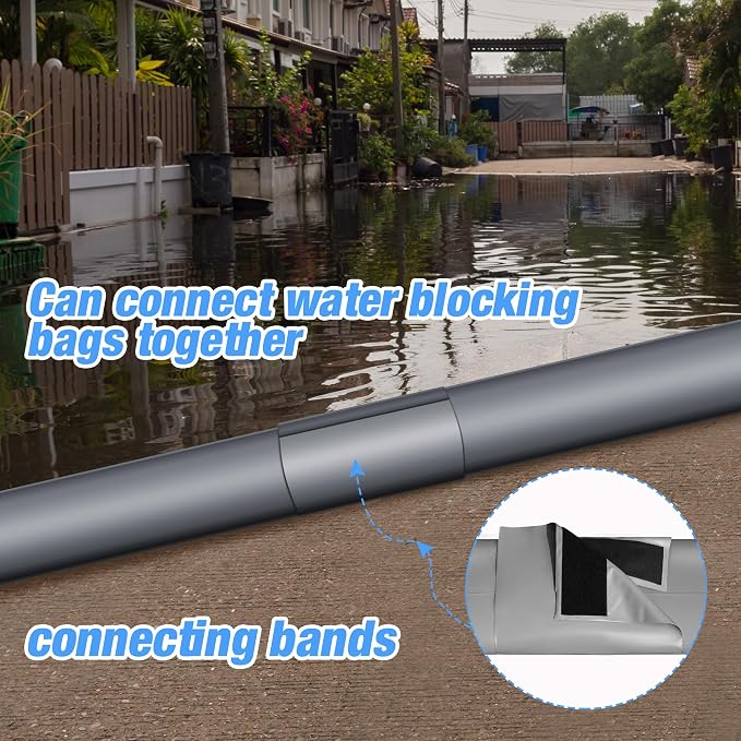 moonoom 3 Pcs PVC Flood Barriers Bags- 72 x 14 Inch Inflatable Water Barrier - Image 5