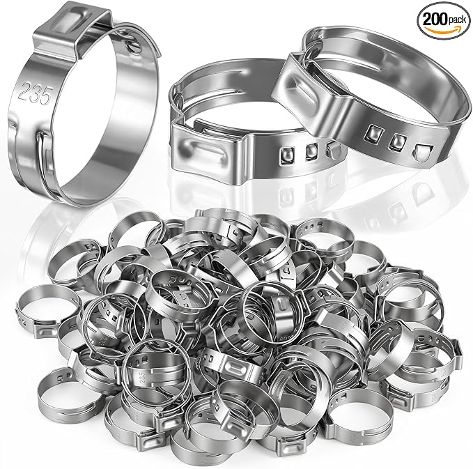200 Pcs 3/4 Inch PEX Cinch Clamps, 304 Stainless Steel Crimp Rings Single Ear by CraftyDream