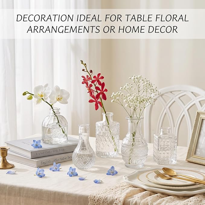 Clear Glass Bud Vase Set of 32 Pcs, Small Bud Vases in Bulk, Glass Crystal - Image 9