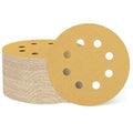 HARFINGTON 100Pcs 5Inch Sanding Discs 100Grit Yellow Aluminum Oxide 8 Hole | by HARFINGTON