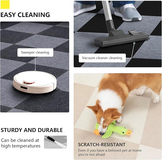 25 Pack Self-Adhesive Carpet Tiles 12x12 Inch, Peel and Stick Temporary Flooring - Image 8