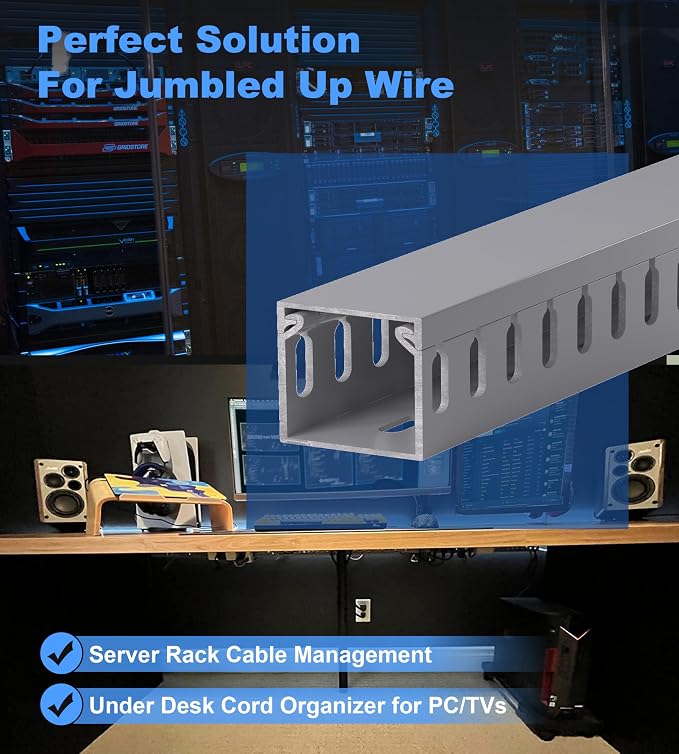 1.4"H x 1.6"W Cable Raceway, 12ft Under Desk Wire Management Channel, 4 Pack - Image 5