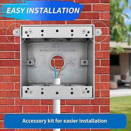 2-Gang Weatherproof Outlet Box, 3 3/4 in Hole Outdoor Electrical Box | Aluminum - Image 5