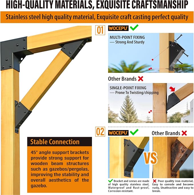 2pack 2x4 Degree Angle Support Brackets, - Image 3