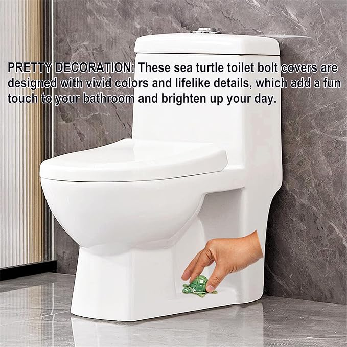 WANSHUNLMI Green Sea Turtle Toilet Floor Bolt Caps, Ceramic Sea Turtle Toilet - Image 7