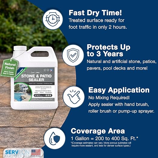 Natural Stone & Patio Sealer Waterproofer 1 Gal | Outdoor Indoor Natural Stone - Image 5