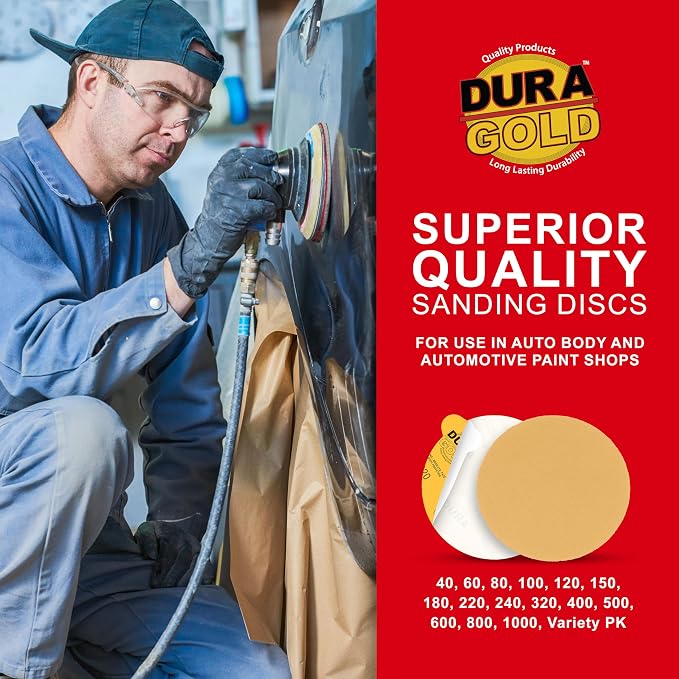 Dura-Gold Premium 80, 400 Grit 6" Gold PSA Sanding Discs, 10 Each, 50 Total - Image 5