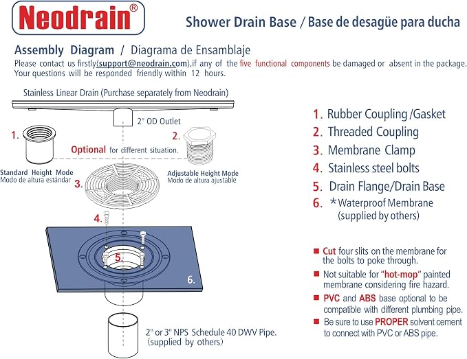 Neodrain 2-Inch ABS Sub Drain, Shower Drain Base | Shower Drain Base - Image 7