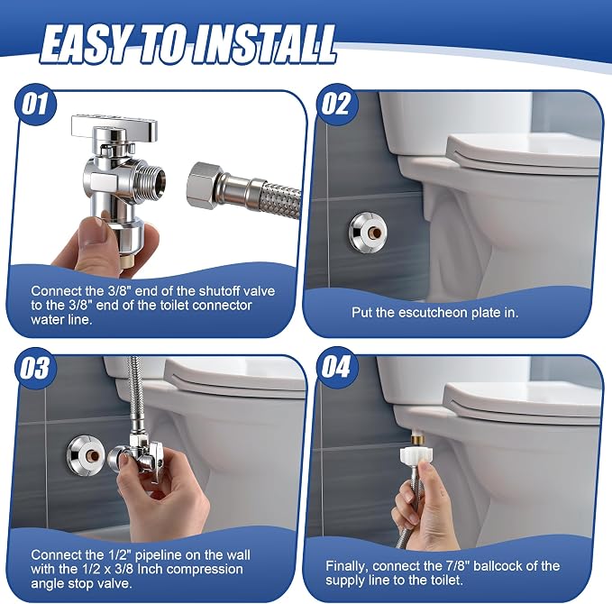 Dreyoo Complete Toilet Shut Off Valve Set - Image 4