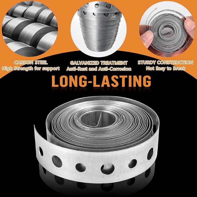 1Pack Gavanized Metal Pipe Strap 3/4-Inch x 10-Feet 28-Gauge Pipe Strapping - Image 4
