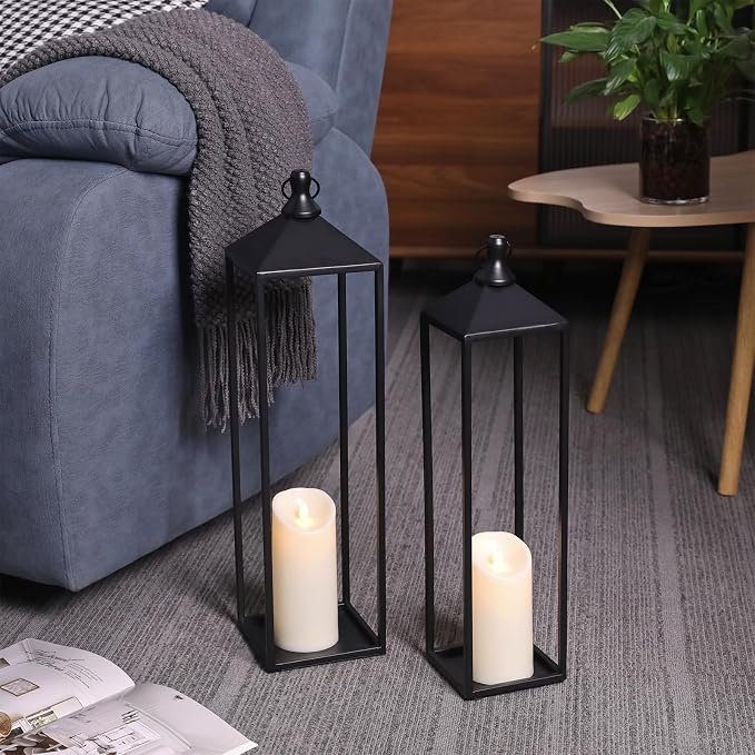 22'' 19'' Large Lanterns Decorative Outdoor Indoor, Modern Farmhouse No Glass - Image 8