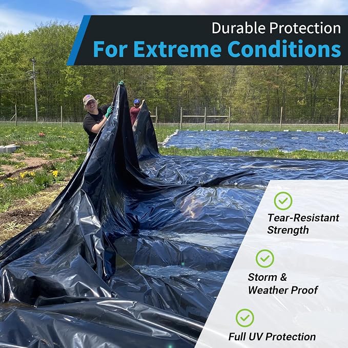 Black Plastic Sheeting, 10 Mil 12' x 100', Crawl Space Vapor Barrier, Vapor - Image 3