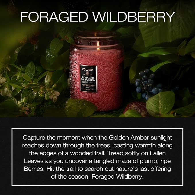 Voluspa Foraged Wildberry Large Jar Candle, 18 oz, Coconut Wax Blend, Berry - Image 2