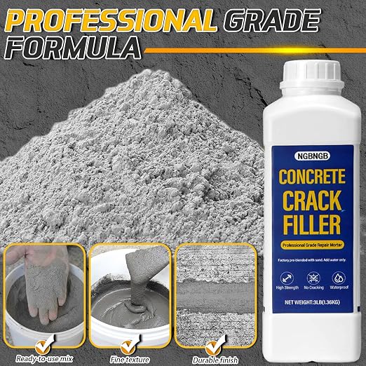 Concrete Crack Filler Heavy-Duty Dry Granular Mortar Repair Kit, 3 lb Gray | - Image 6