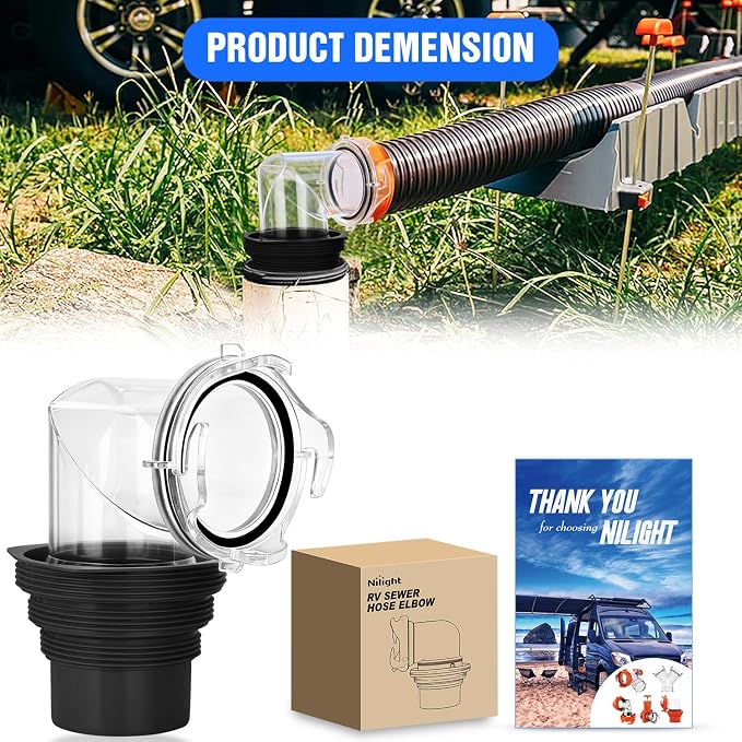 Nilight 90 Degree RV Sewer Hose Fitting, 4-in-1 Adapter, fits 4 sizes of dump - Image 7