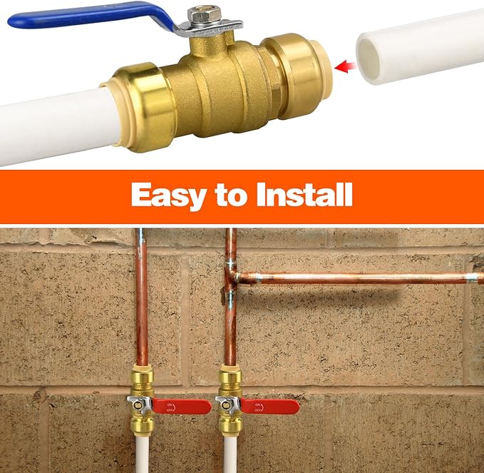 3/4" Push Fit Ball Valve with Disconnect Clip, Push-Fit Shut Off Valve | - Image 5