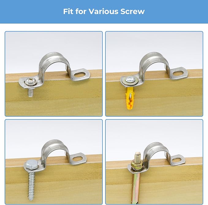 10Pcs 3/4 Inch 2 Hole Heavy Duty U-Tube Strap Clamp, Stainless Steel-304 Rigid - Image 5