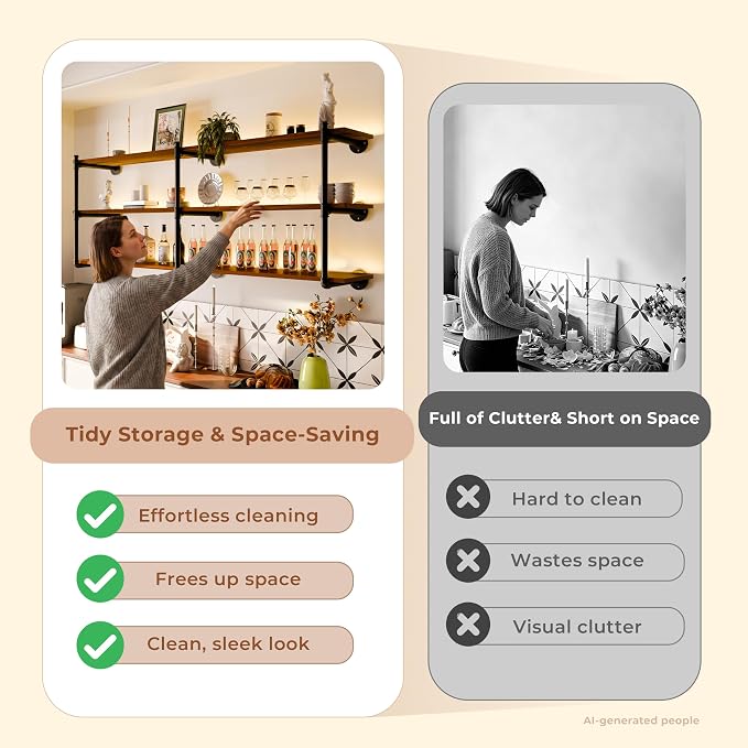 Industrial Wall Mount Pipe Shelf Brackets, Open Bookshelf Brackets - Image 6