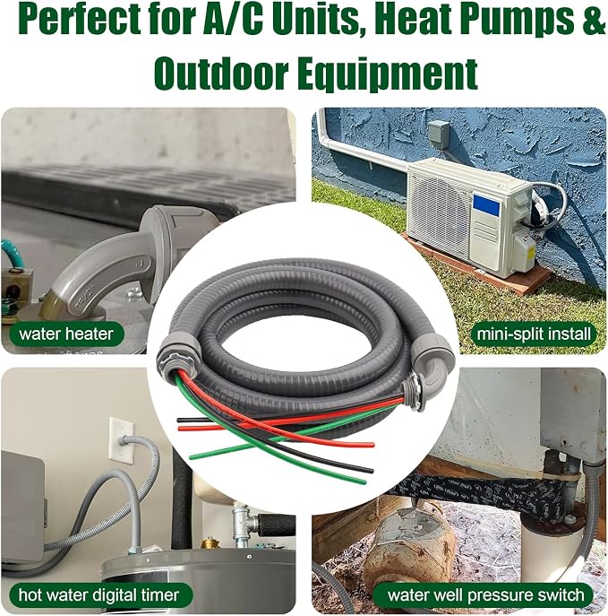 4FT Liquid-Tight Conduit Kit, 1/2" Pre-Wired Electrical Whip - Image 6