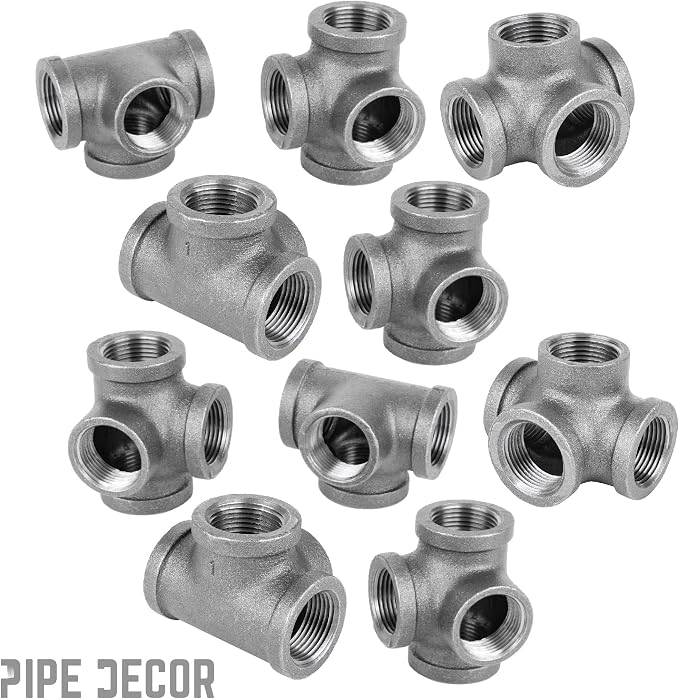 1/2" Side Outlet Tee Fitting, PIPE DECOR Black Malleable Iron Fittings Fit - Image 9