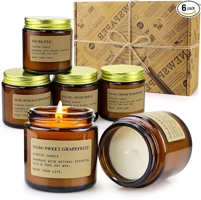 6 Pack Candles for Home Scented Aromatherapy Candle Gift Set for Women Soy Wax by Unknown