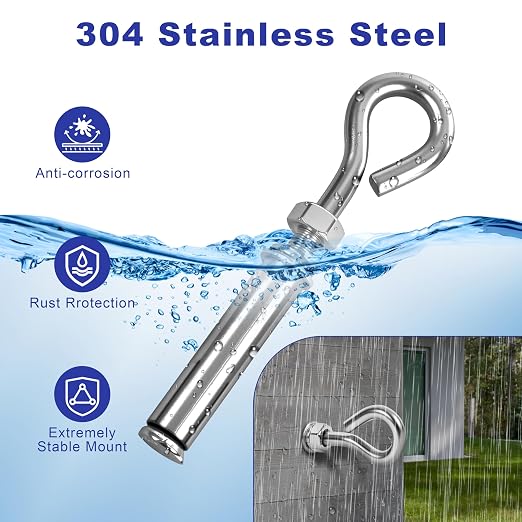 8 Pack 1/4" X 3-1/2" Expansion Eye Bolt, Concrete Eyebolt Anchors, Heavy Duty - Image 4