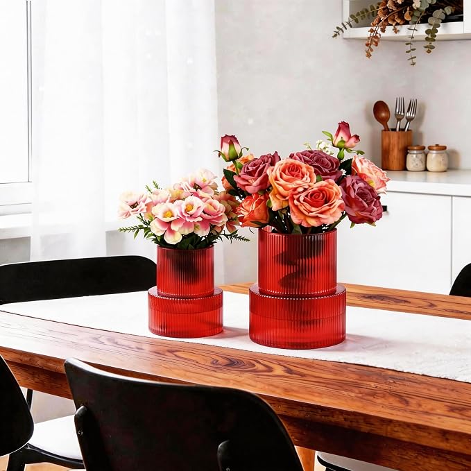 Ribbed Glass Vases for Bouquet, Modern Vase for Living Room, Coffe Table - Image 6