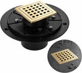 4" Brushed Gold Shower Drain, Square Shower Floor Drain by LIVIGLOW