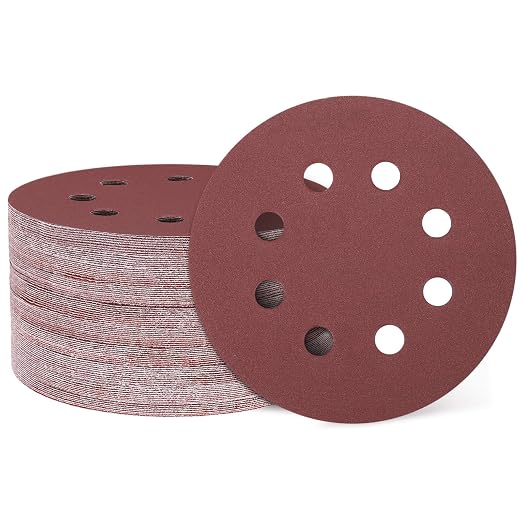 HARFINGTON 150 Pcs 5 Inch Sanding Discs 320 Grit Red Aluminum Oxide 8 Hole | by HARFINGTON