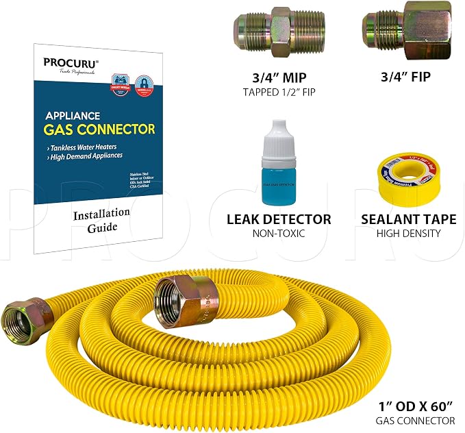 1" OD x 60" x 3/4"MIP x 3/4"FIP Universal Flexible Gas Connector, With/Without - Image 2
