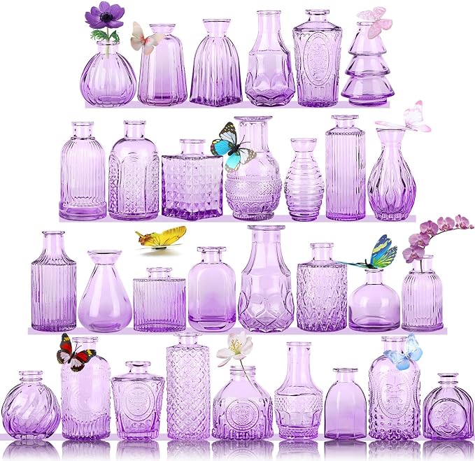 Glass Bud Vases in Bulk Set of 30 Pcs, Small Glass Vases by earthgadgets