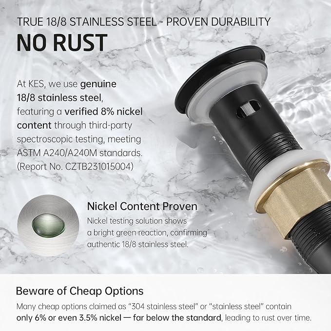 KES All Metal Bathroom Sink Drain - Image 6