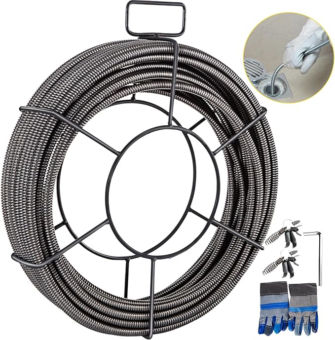 VEVOR Drain Cleaning Cable 75ft x 1/2 inch Solid Core Cable Sewer Cable by VEVOR