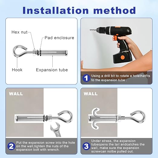 32 Pack 3/8" X 4-1/2" Expansion Eye Bolt, Concrete Eyebolt Anchors, Heavy Duty - Image 5