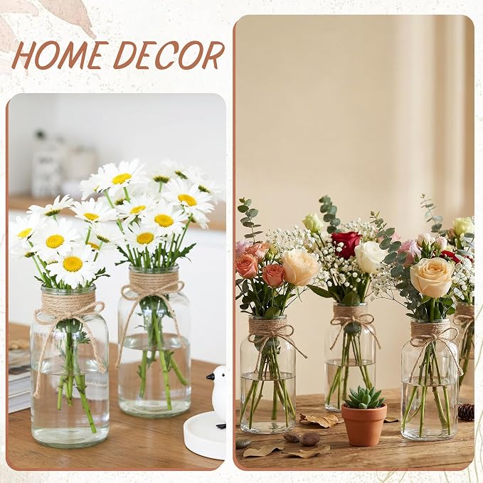 3 Pack Mason Jar Vases for Centerpieces, Wide Mouth Mason Jars - Image 7
