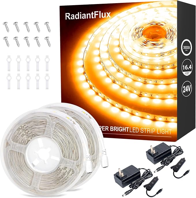 RadiantFlux Warm White Strip Lights, 2 Sets of 16.4ft. LED Strip Lights by RadiantFlux