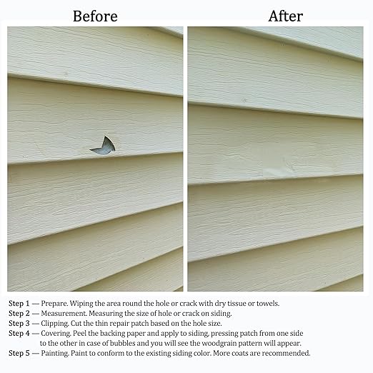 Vinyl Siding Repair Kit 24Pcs 6.3X4.75Inch Self-Adhesive Vinyl Siding Patch PVC - Image 5