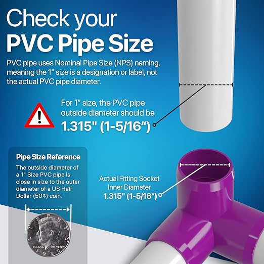 1” 3-Way Elbow Furniture Grade PVC Fitting in Purple, Made in USA, UV-Resistant - Image 4