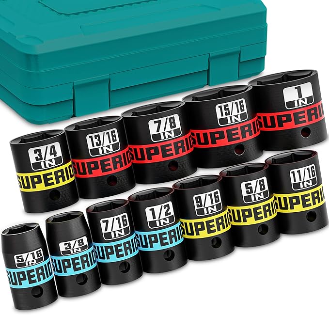 12 Piece 3/8" Drive Impact Socket Set, 5/16" by Aiourx