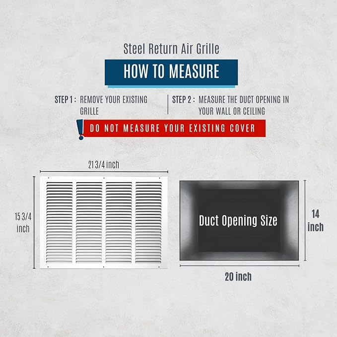 Fits 20x14 Duct Opening | Steel Return Air Grille by Handua | Vent Cover Grill - Image 3