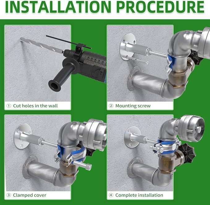 4PCS 304 Stainless Steel Wall Mount Ceiling Mount Adjustable Pipe - Image 5