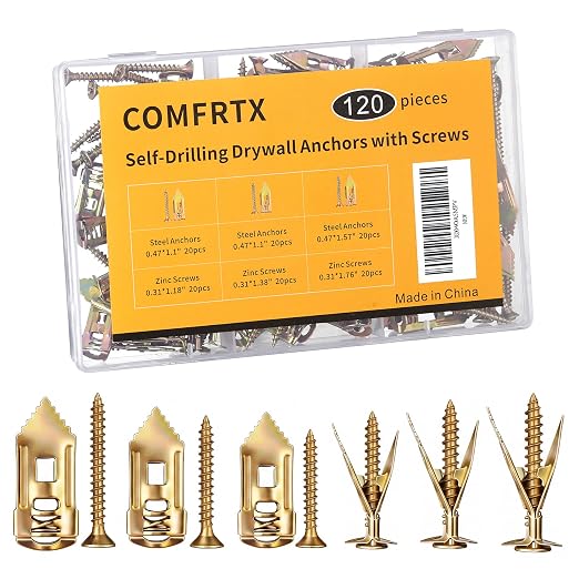 3 Sizes Self Drilling Drywall Anchors Kit by COMFRTX