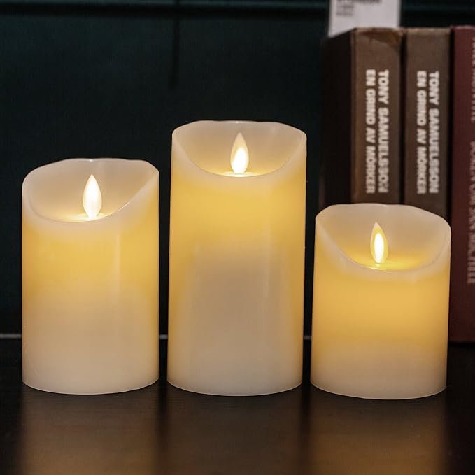 AKU TONPA Flameless Candles Battery Operated Pillar Real Wax Electric LED - Image 5