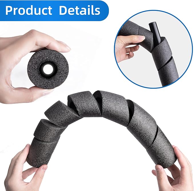 Pipe Insulation Foam Tube, 15.7 Inches Black Pool Noodles Foams | Multipurpose - Image 3