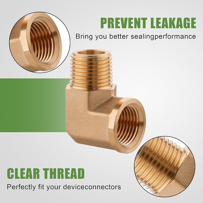 5Pcs Brass Pipe Fittings 90 Degree Street Elbow, 3/8" x 3/8" | 3/8 Inch NPT - Image 4